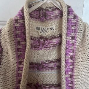 Billabong Striped Cardigan in Purple and Cream